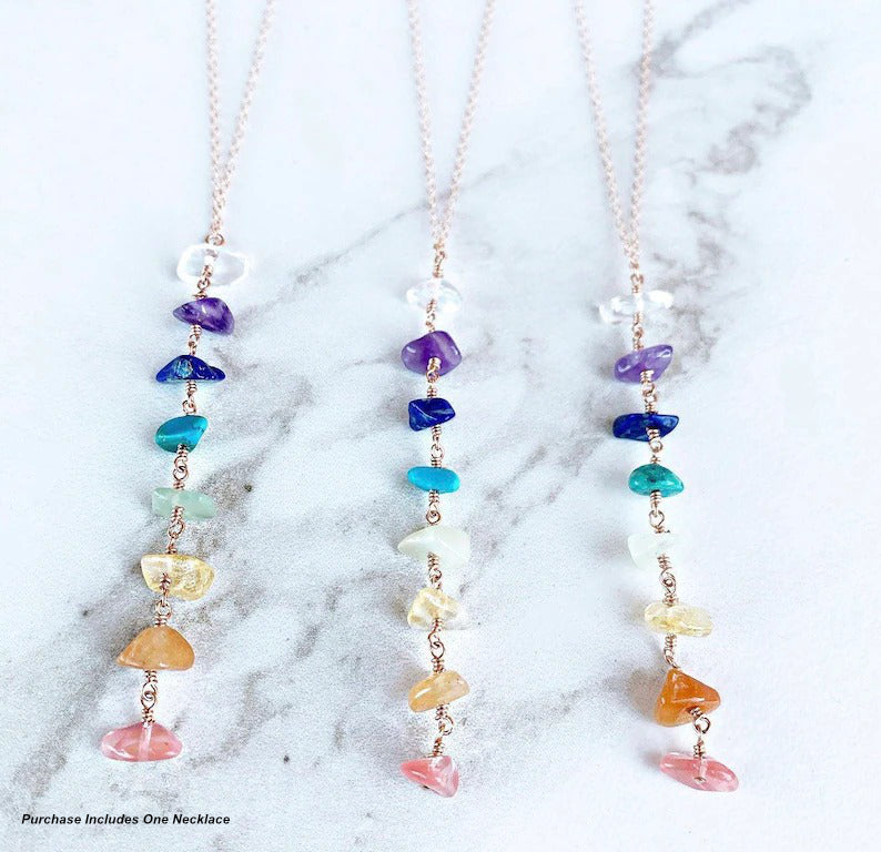 Spiritual 7 Chakra Healing Stones Necklace